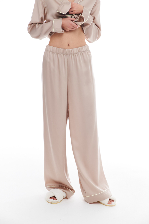 Брюки из тенселя с кантом песочные