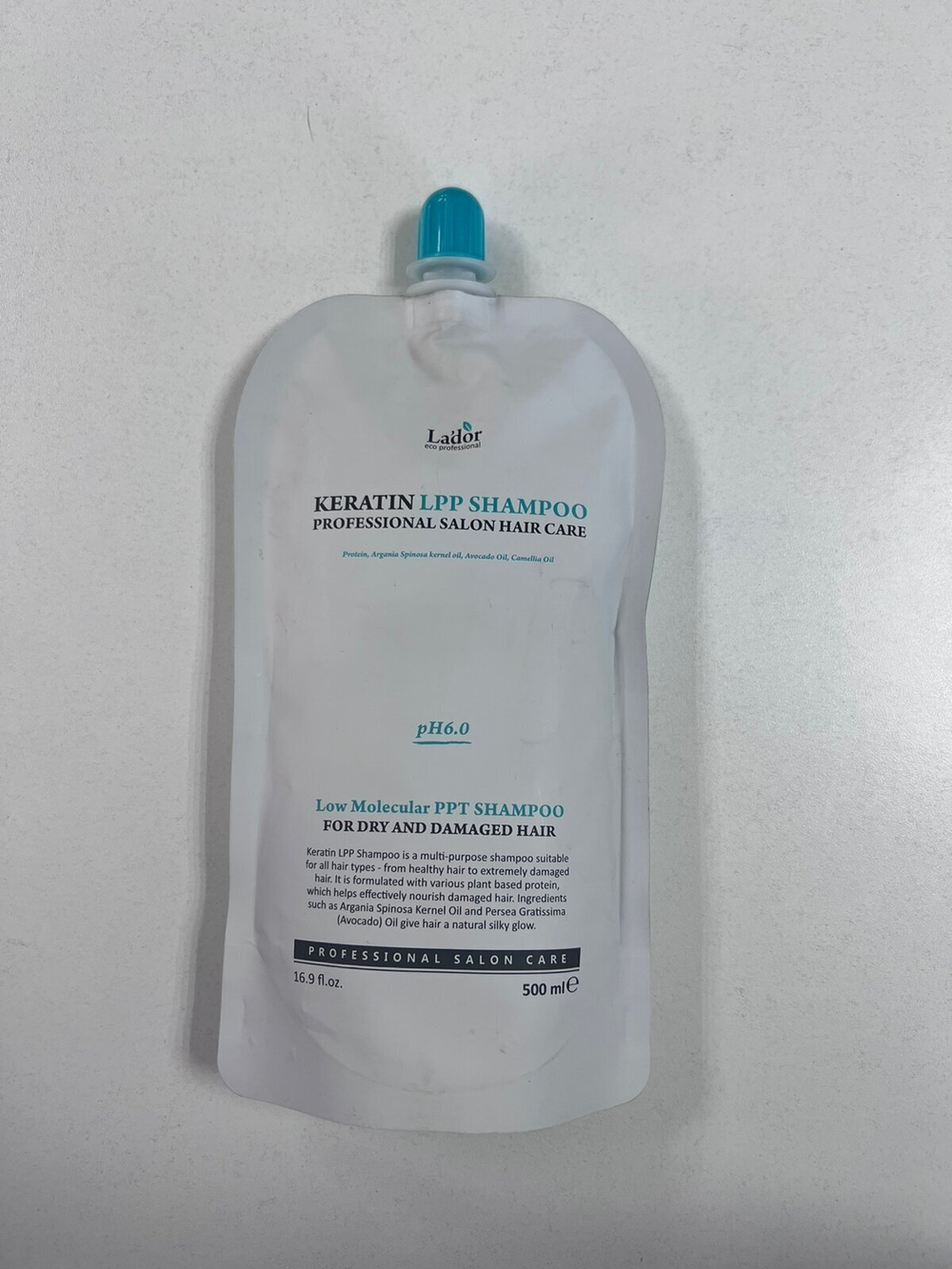 Шампунь для волос бесщелочной протеиновый c кератином Lador Keratin LPP Shampoo, 500 мл (мягкая упаковка)