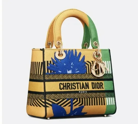 Сумка Dior Lady D-lite, модель среднего формата желтый