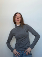 Лонг со стойкой серый шерстяной