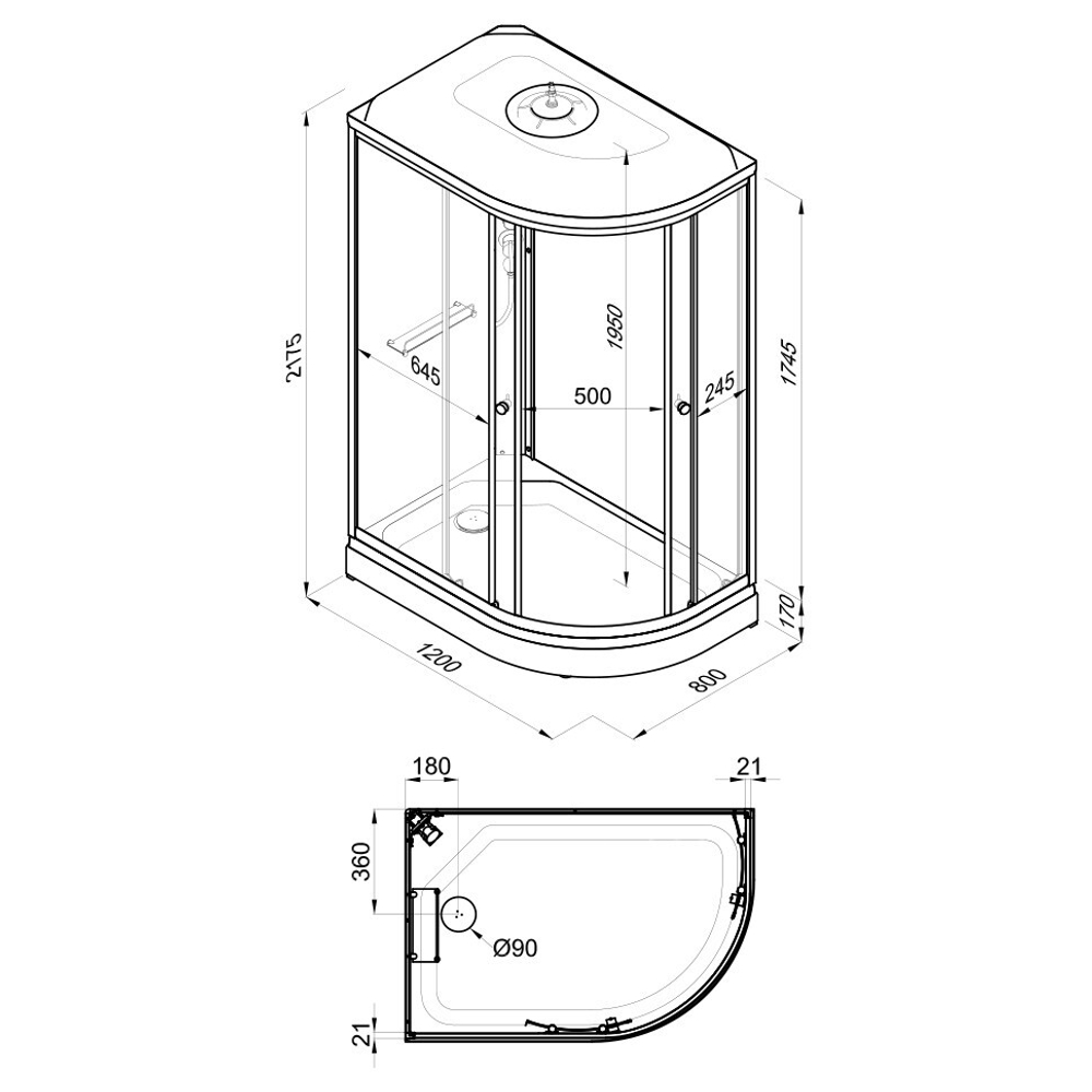Душевая кабина Triton Коралл А 120x80 (левый)