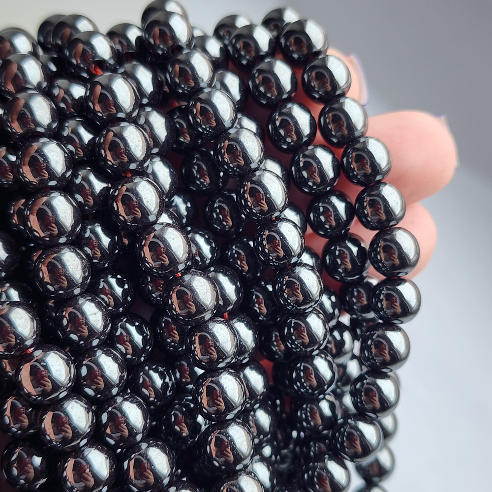 Гематит, гематин (геметин), бусины гладкий шар, 8мм