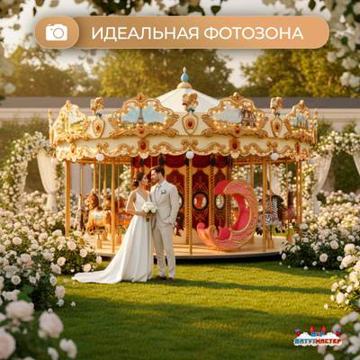 Электрическая свадебная карусель «Королевский бал» с LED-подсветкой, 16 мест