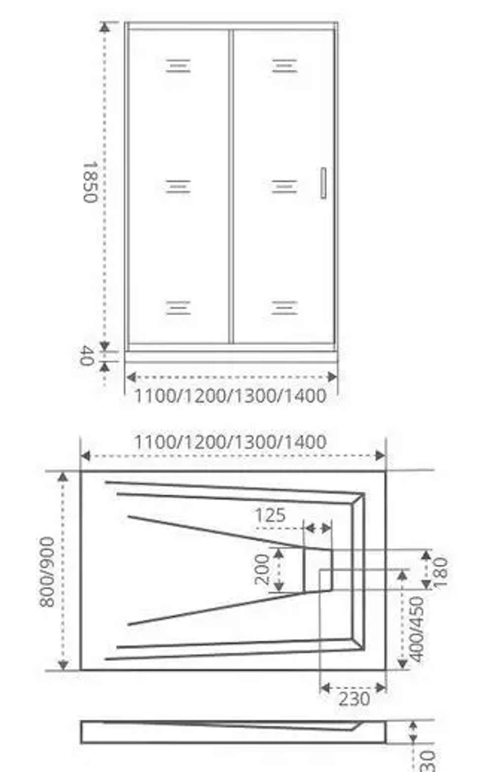 Душевая дверь в нишу Bas Infinity WTW-130-C-CH 130*185 с поддоном 3см