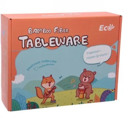 Набор детской посуды из бамбука 5 предметов «Мишка голубой»