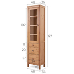 Шкаф-витрина Хемнэс Hemnes/Кымор, 3 ящика, 49х198х37 см, светло-коричневый