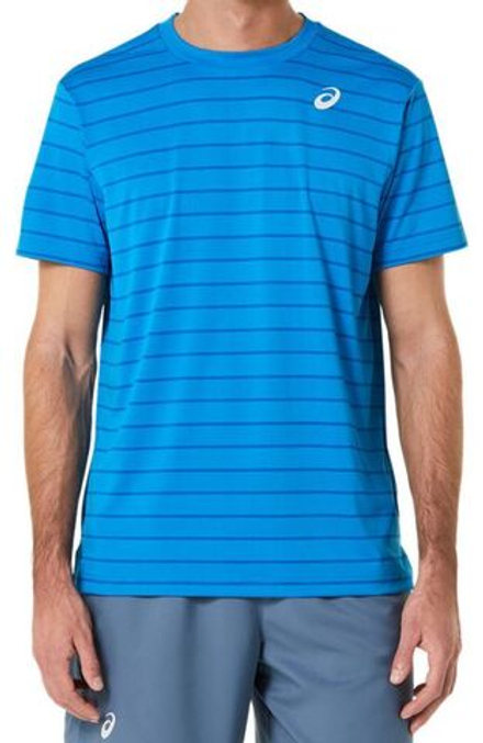 Мужская теннисная футболка Asics Court Stripe SS Top - directoire blue