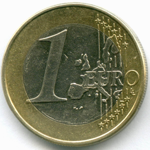 1 евро 2002 год. Австрия. Регулярный выпуск. Тип 1. Биметалл XF-AU