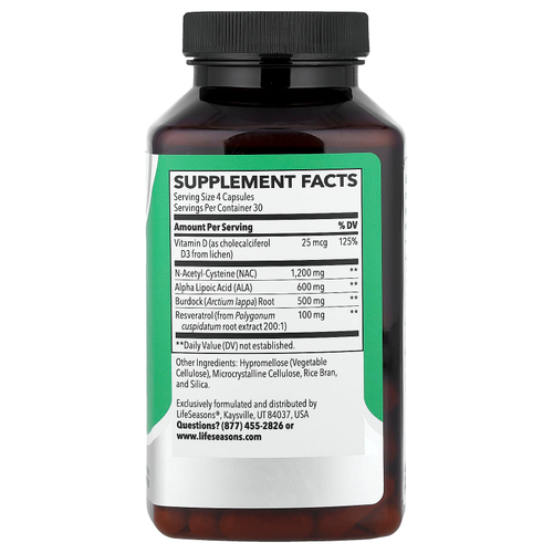 LifeSeasons, Therapeutics, поддержка почек, защита на клеточном уровне, 120 растительных капсул