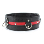 Черно-красный кожаный ошейник увеличенного размера
