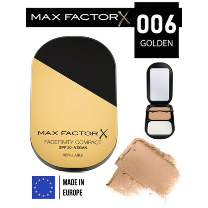 Max Factor компактная пудра Facefinity Compact vegan, тон 006 Golden