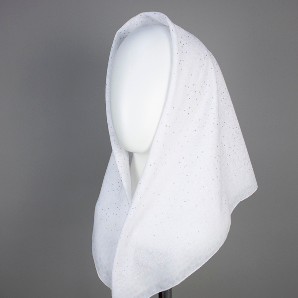 Платок ритуальный ситцевый с узором белый