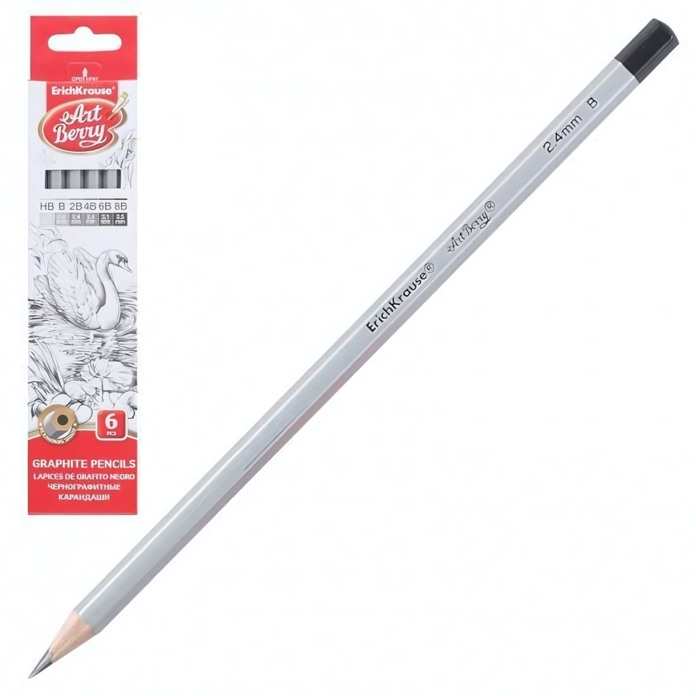 Набор ч/г карандашей разной степени твердости HB, B, 2B, 4B, 6B, 8B (ArtBerry)