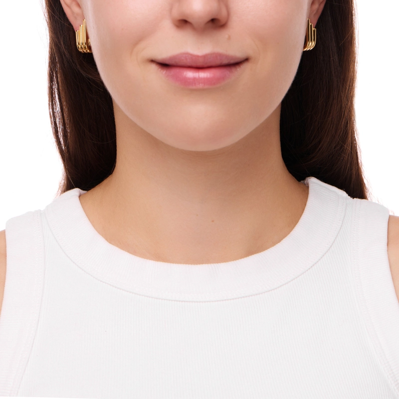 Серьги Золотые Вертикальные Трубочки