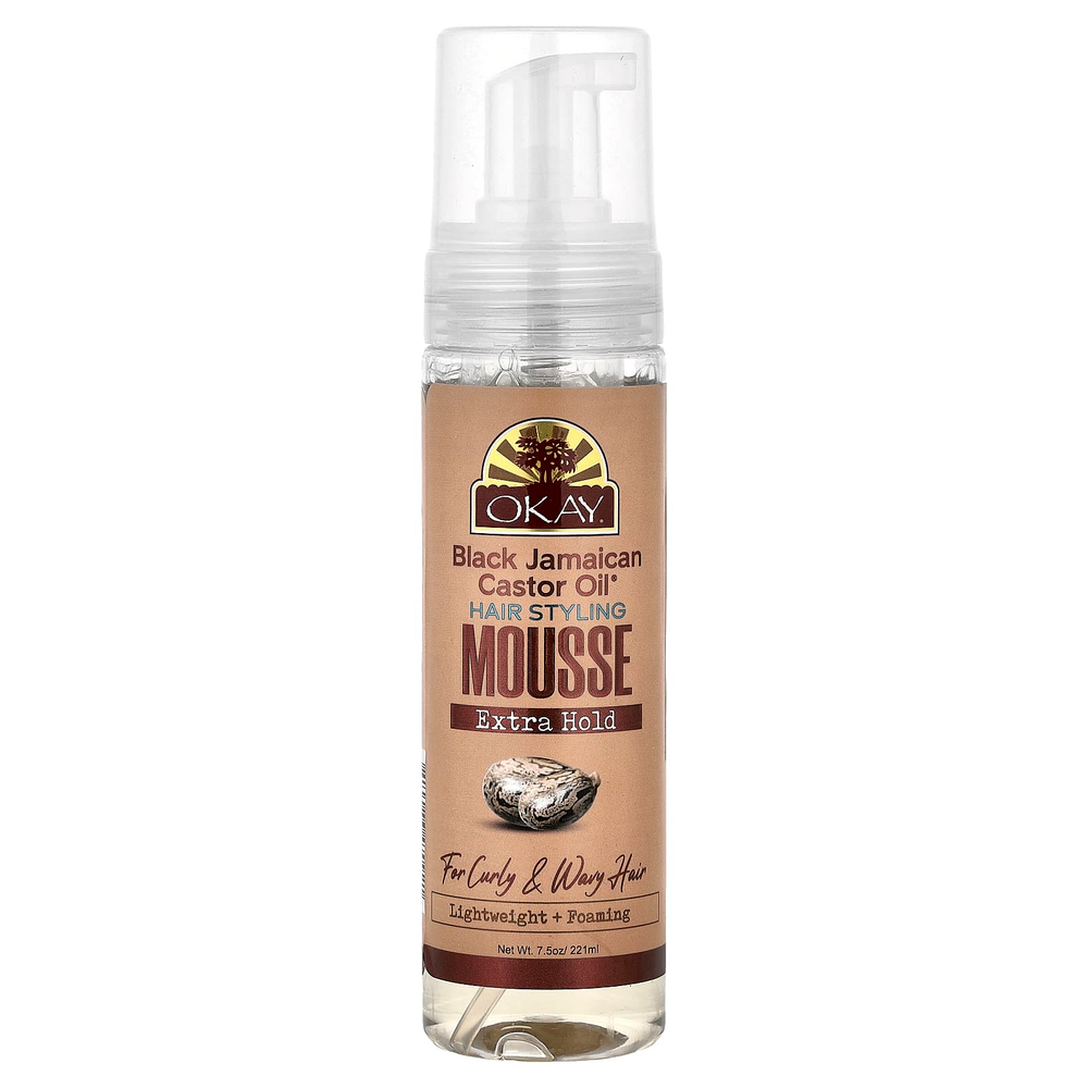 Okay Pure Naturals, Black Jamaican Castor Oil®, мусс для укладки волос, дополнительная фиксация, для вьющихся и волнистых волос, 221 мл (7,5 унции)