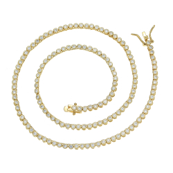 Колье тонкая полоса круглых цирконов, золото