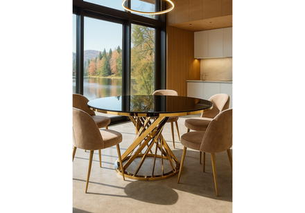 Стол стеклянный Woodville Twist gold, black