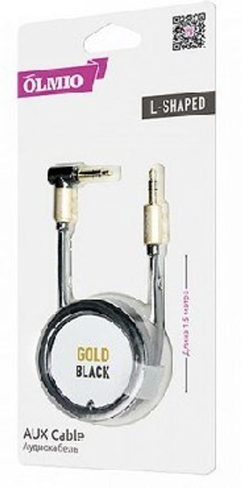 Partner AUX 3.5мм(m)-3.5мм(m) длина 1.5м угловой металлические штекеры черно-золотой Кабель