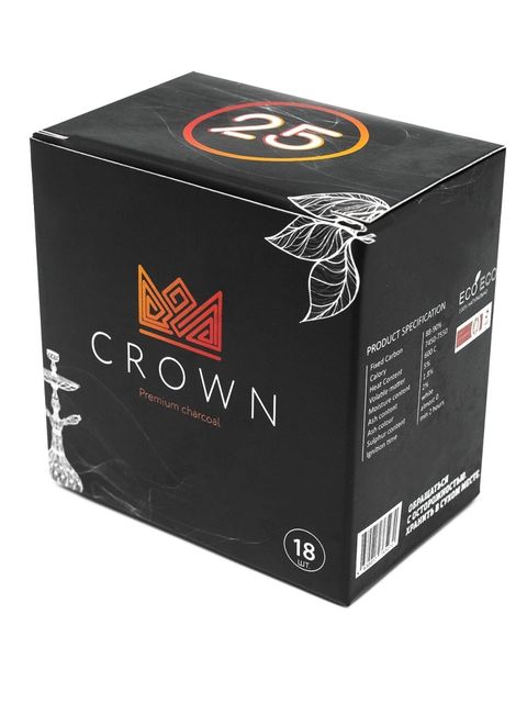 Уголь Кокосовый 25мм - Crown 18шт