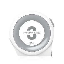 Рулетка "Home Series White" Deli H8103A 3м х 19мм (Эксклюзивный дизайн, клипса, ремешок, подарочная упаковка)