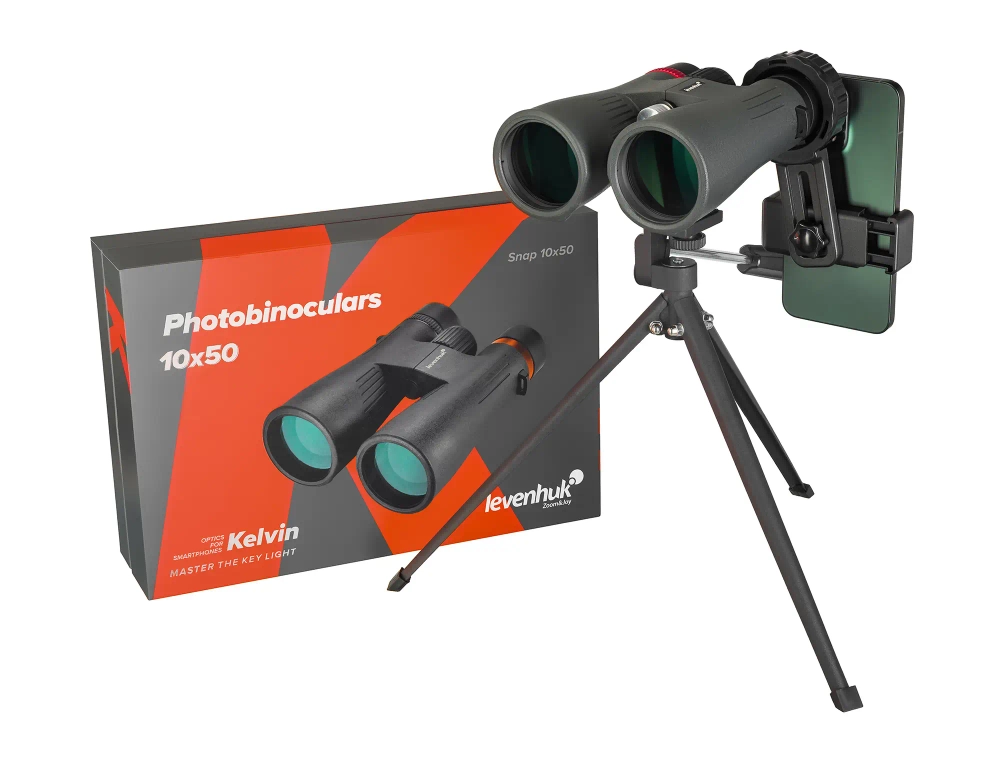 Фотобинокль Levenhuk Kelvin Snap 10x50 с коробкой и штативом