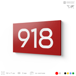 Номер на дверь 918, табличка на дверь для офиса, квартиры, кабинета, аудитории, склада, красная 120х70 мм, Айдентика Технолоджи