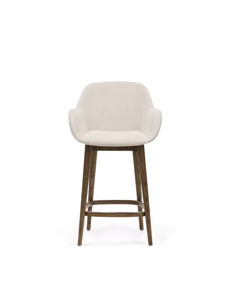 Полубарный стул Konna 65 см бежевый с ножками из темного ясеня