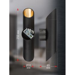 Светильник настенный ЭРА WL52 BK/GD под лампу MR16 GU10 черный/золото | Настенная подсветка