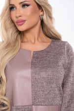 Платье комбинированное (экокожа/бежевый меланж) П8397 LT Collection