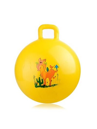 Мяч прыгун с ручкой 55см (желтый цвет)