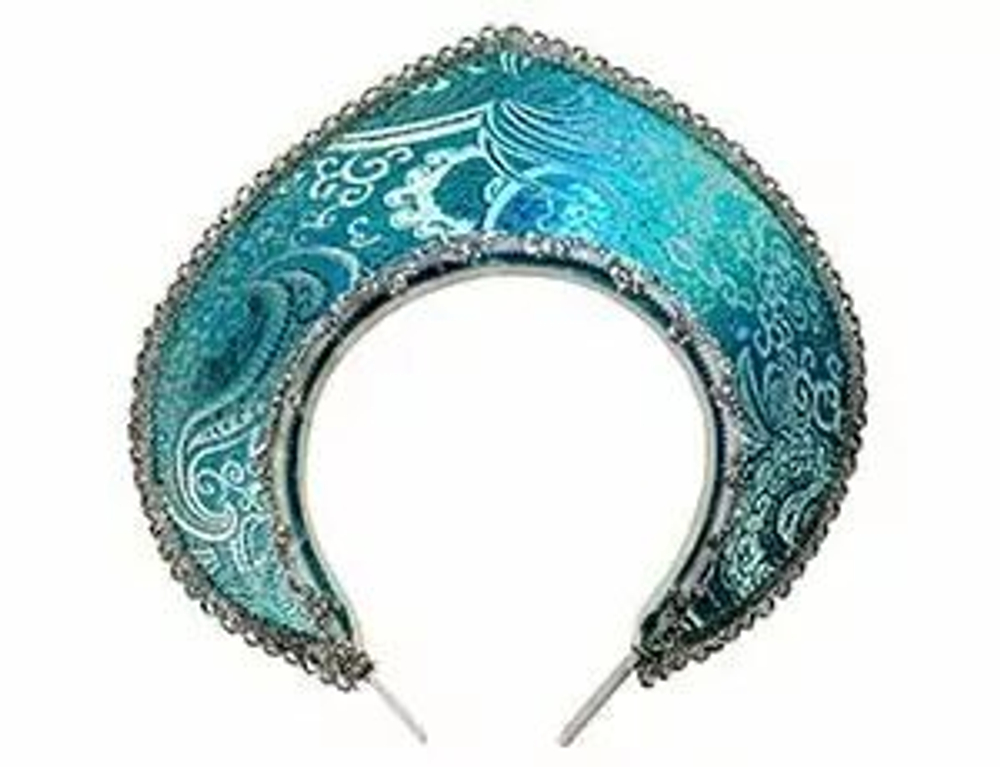Кокошник-Ободок Узор Зимний бирюза