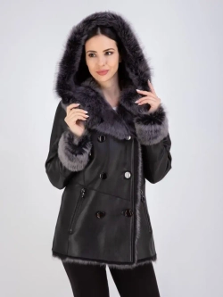 Дубленка женская зима натуральная с капюшоном тоскана Турция