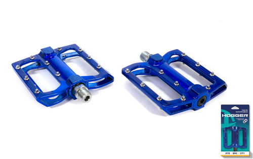 Педали HOGGER PLATFORM алюминиевые, 110x105мм, резьба 9/16", со сменными шипами, промподшипники, синие (50)