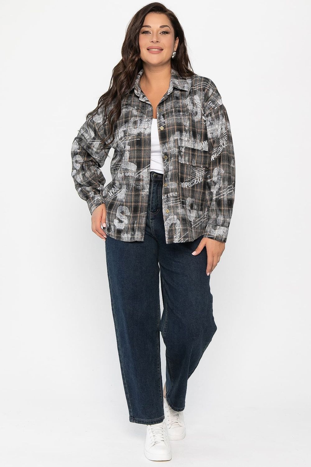 Рубашка хлопковая Шэрри (серо-коричневая) Б14307-18М LT Collection