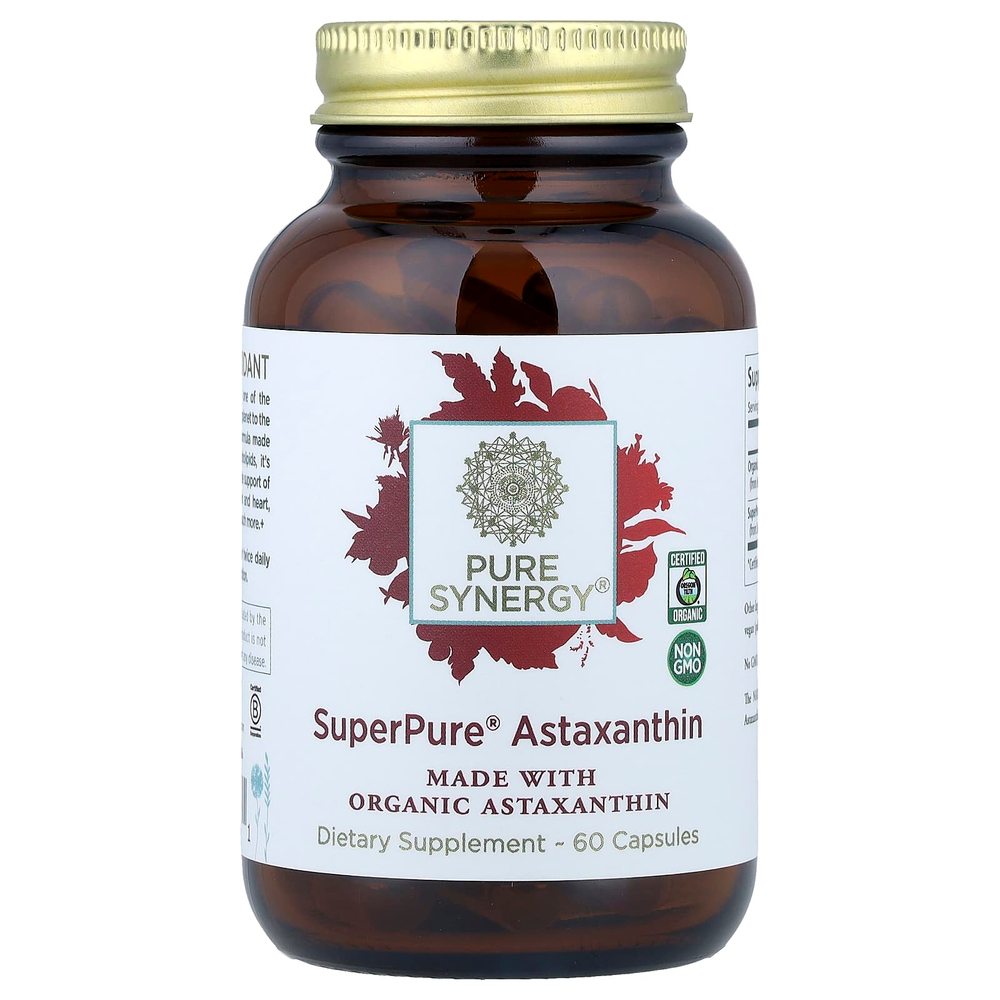 Pure Synergy, SuperPure, астаксантин, органический экстракт, 60 капсул