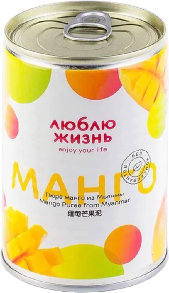 Пюре Люблю жизнь Манго из Мьянмы, банка 430 г