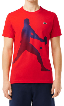 Мужская теннисная футболка Lacoste Tennis X Novak Djokovic T-Shirt & Cap Set - red currant