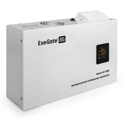 Стабилизатор напряжения настенный ExeGate Master AV-10000 (10000ВА, 140-260В, цветной дисплей, 5 уровней защиты, задержка, усиленный метал.корпус, клем.колодка+евророзетка, RTL)