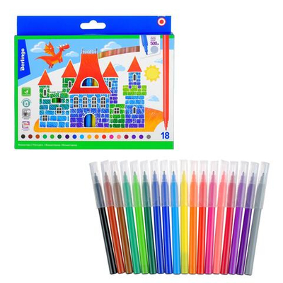 Фломастеры смываемые 18 цветов Замки , европодвес