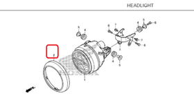 33102-K0G-900. RIM, HEADLIGHT, Honda C125