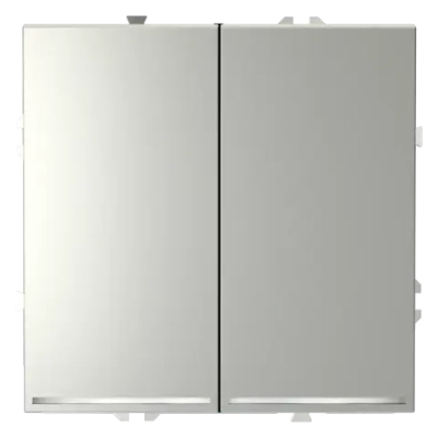 Выключатель встраиваемый VOLTUM S70 двухклавишный с подсветкой 10А, (сталь)