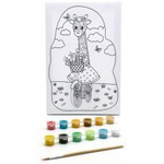 Раскраска на холсте 30x20 "Жираф на велосипеде" (Развивашки)