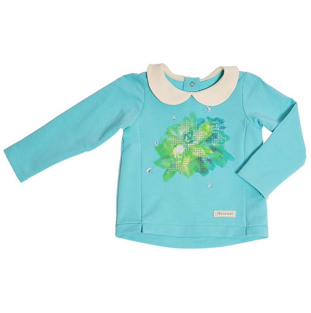 Кофточка "Цветочная мелодия" голубая р.48-74