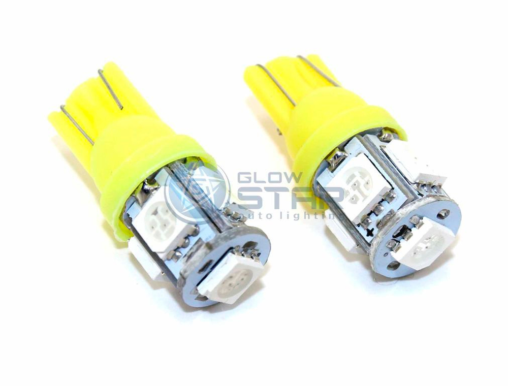 Светодиодная лампа T10-5 SMD5050 (W5W) YELLOW (оранжевая), 1шт