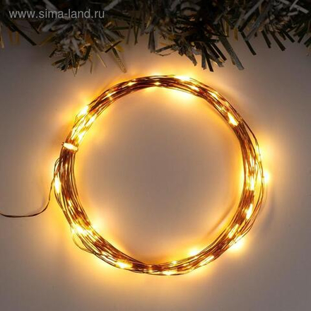 Гирлянда «Нить» 5 м роса, IP20, медная нить, 50 LED, свечение белое, USB