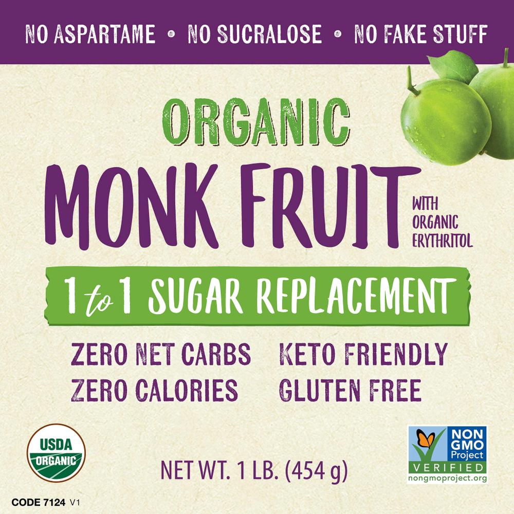 NOW Foods, Real Food, Органические фрукты монаха, заменитель сахара 1 к 1, 1 фунт (454 г)