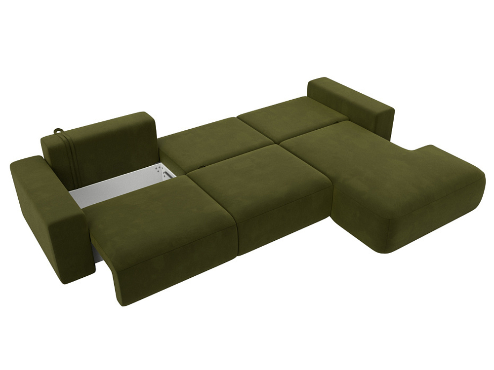 Диван угловой Лига-036 НПБ Классик Лонг правый угол МИКРОВЕЛЬВЕТ Зеленый