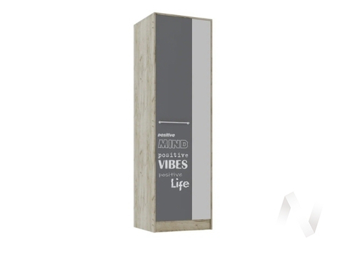 Шкаф Лофт Детская Колибри (дуб крафт серый/графит серый; камень серый)