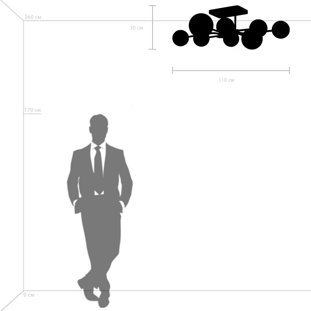 815380 Люстра CROCO 8х40W E14 ЧЕРНЫЙ МАТОВЫЙ/ЗОЛОТО