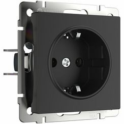 Розетка Werkel с заземлением черная матовая 25841